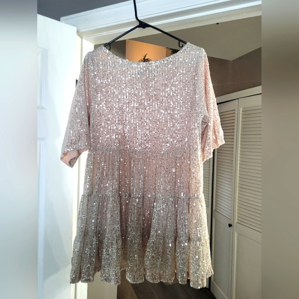 Amazing Lace MY QUEEN SEQUIN Baby Doll Dress